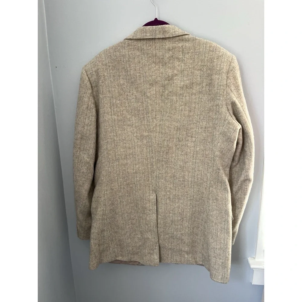 FARAH Clothing Co Men's Vintage Blazer Jacket 44L Beige Plaid 2 Button 100% Wool